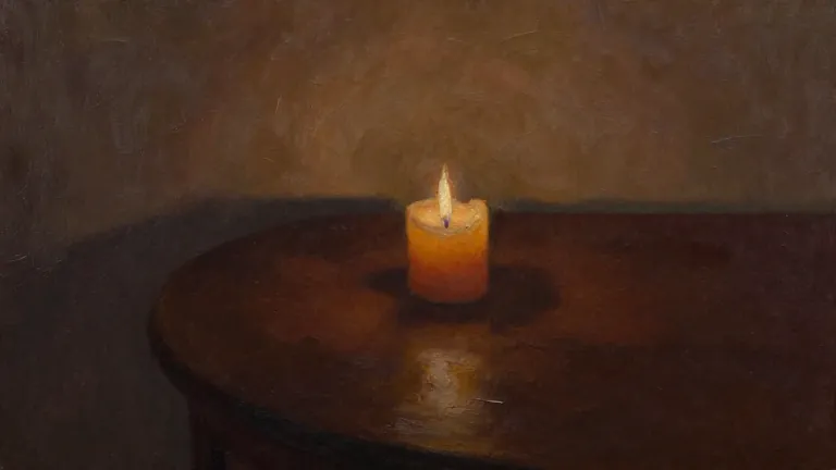 Candlelit still life, warm amber glow